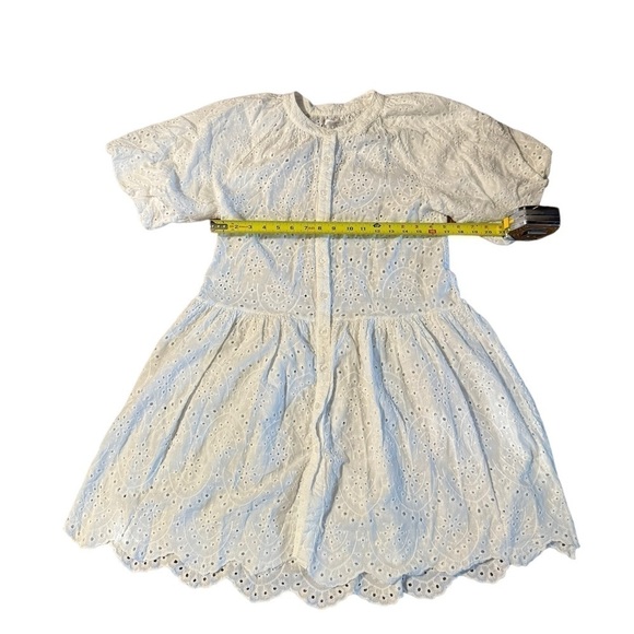 Stitchdrop Womens White Short Sleeve Baby Doll Dress Size Medium Hole Patterned - Picture 6 of 12